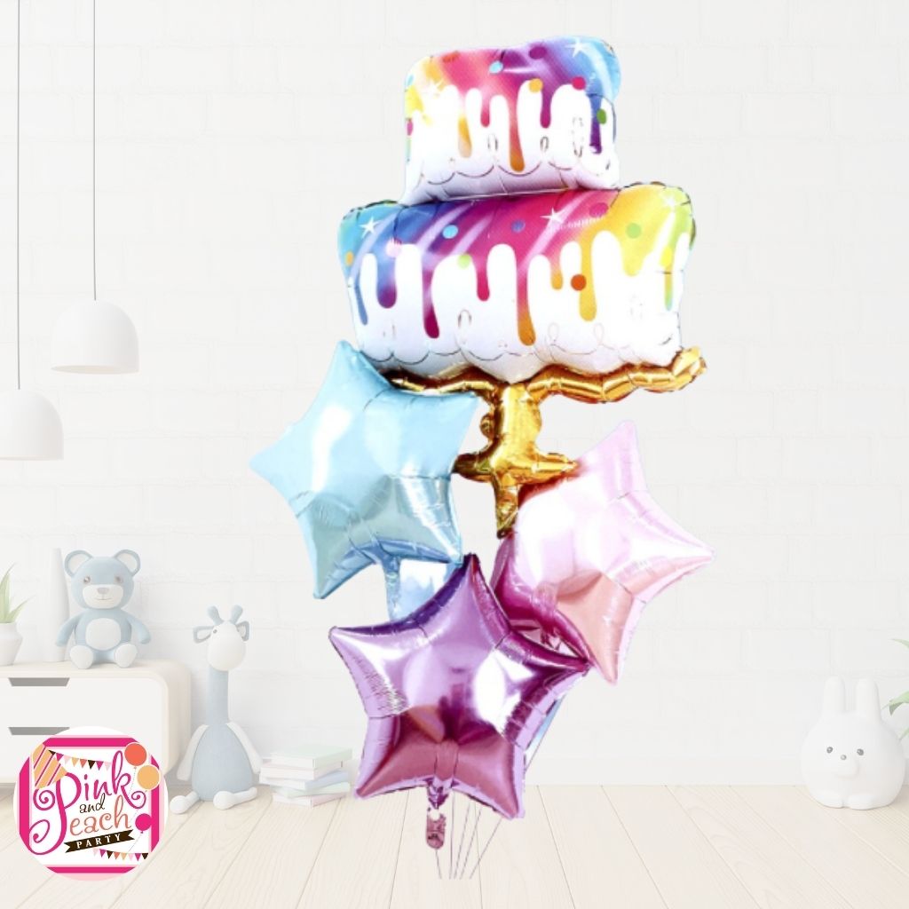 Drip Cake Happy Birthday Set Balloons