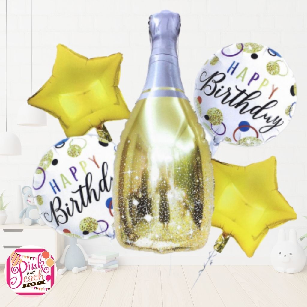 Gold Wine Set Balloons
