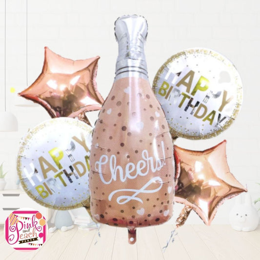 Wine Cheers Happy Birthday Set Balloons
