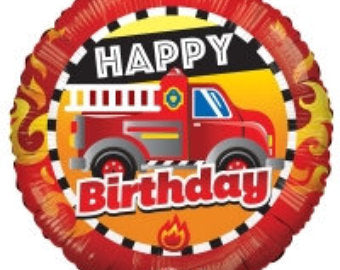 Firetruck happy Birthday Mylar